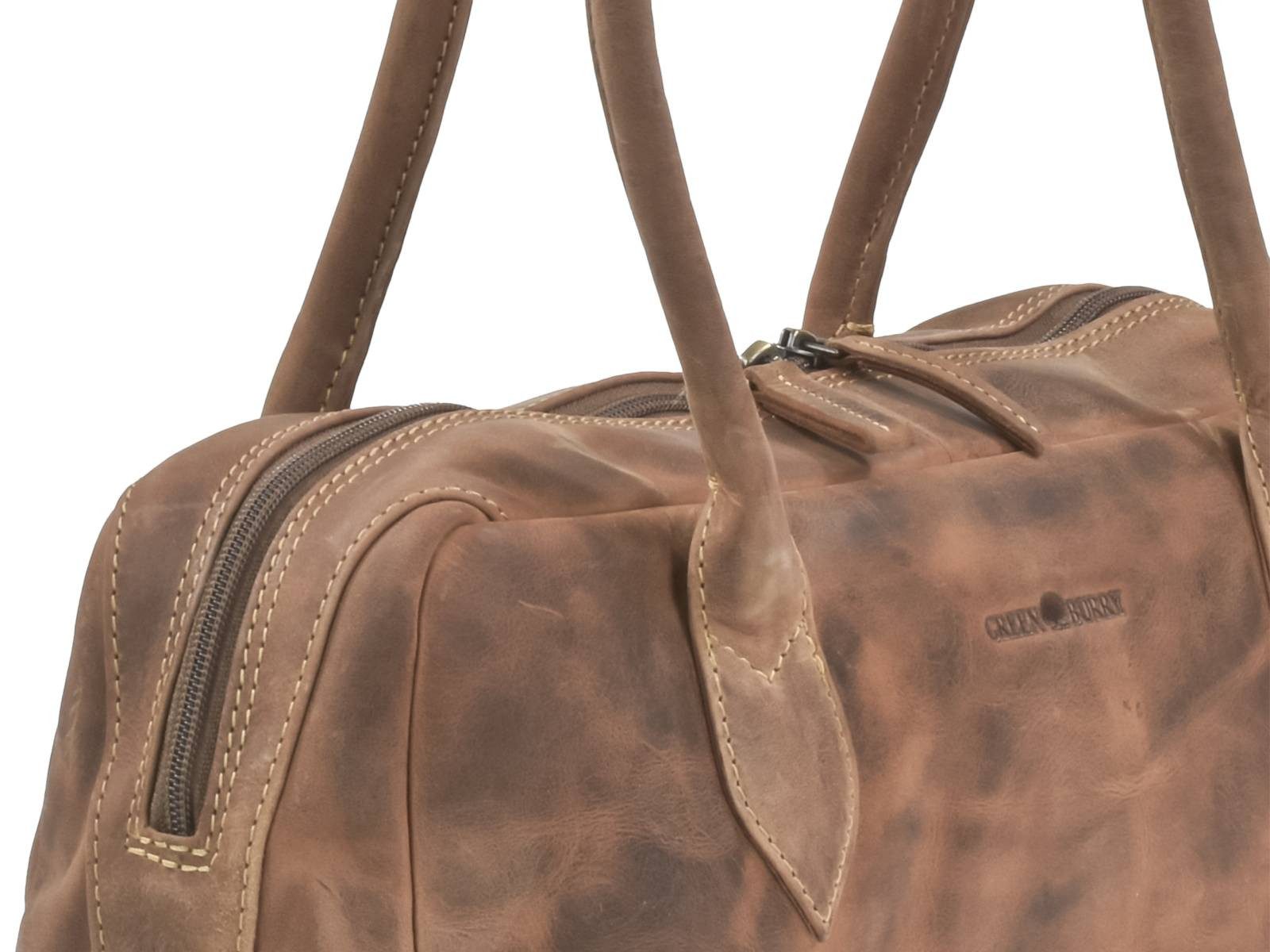 Greenburry Handtasche East-West-Bag Damentasche Leder 42x16cm "Vintage" antikbraun, used Look, Schultertasche, Handtasche, antikbraun, mit Tragegriffen