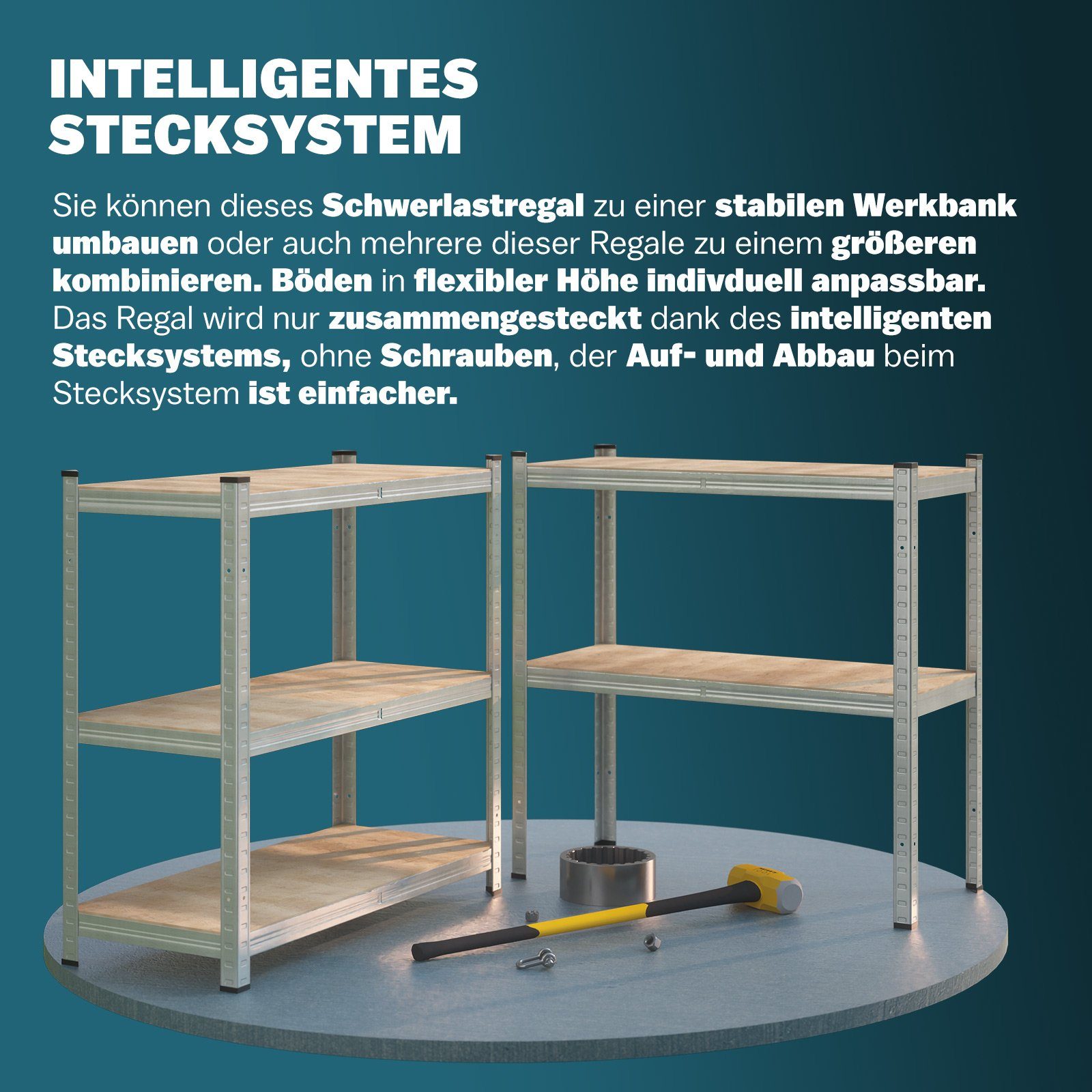 monzana Schwerlastregal, 2x 160x90x40cm 700kg 4 MDF-Platten Regal Lagerregal Kellerregal