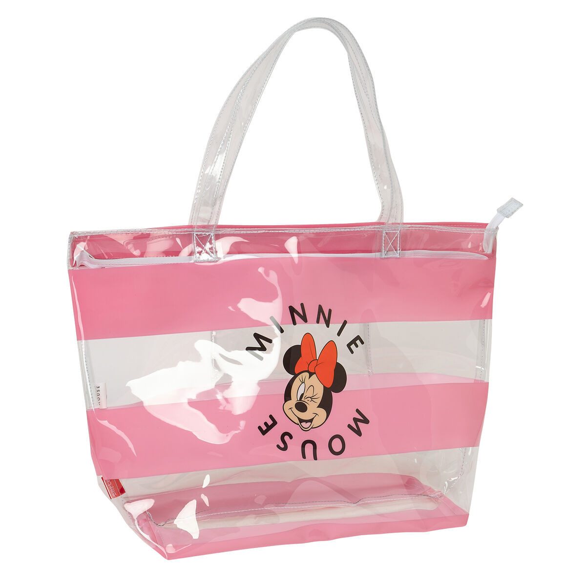 Handtasche Shopper Damen Handtasche Minnie Mouse Beach Rosa Durchsichtig
