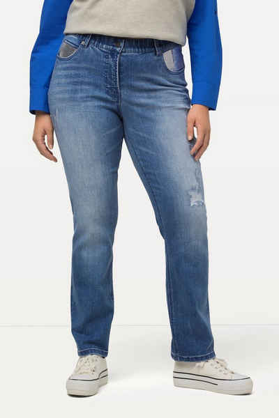 Ulla Popken Regular-fit-Jeans Jeans Sammy Destroy-Effekte schmales Bein Stretch