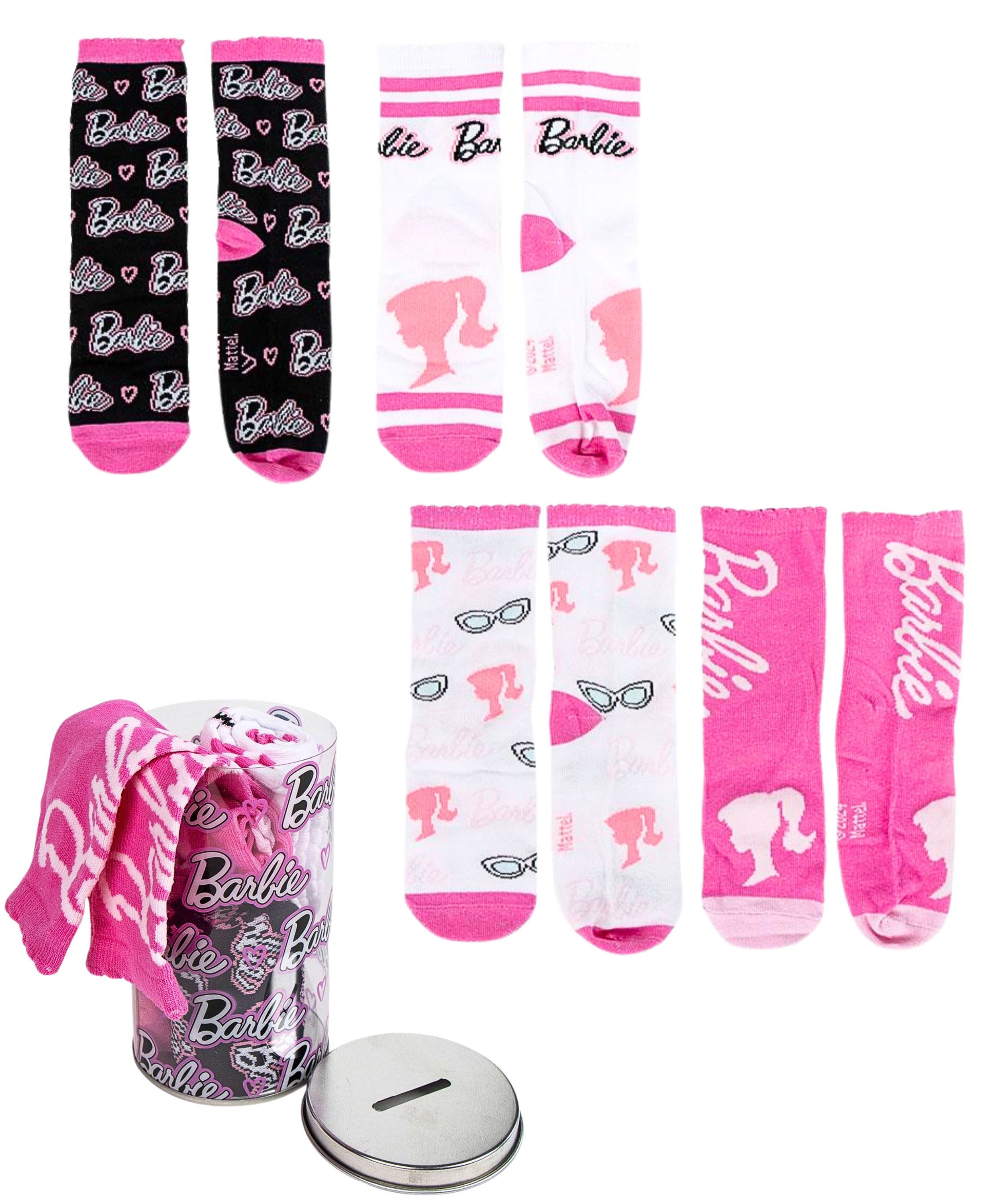 Barbie Носки (4-Paar) Geschenkset mit Spardose Gr.27-38