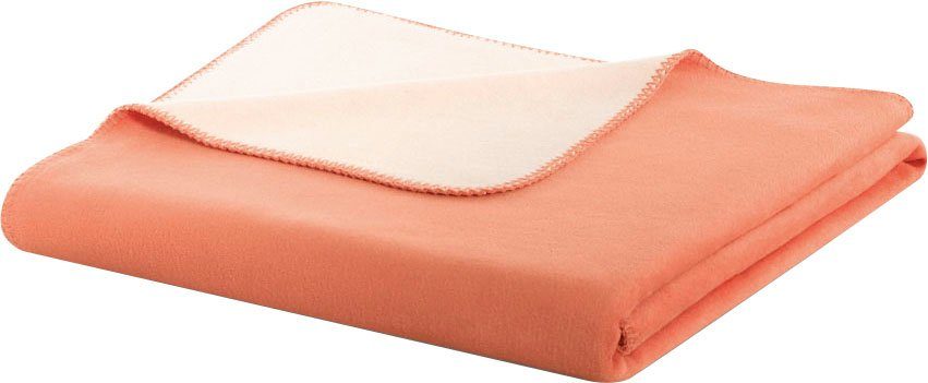 geketteltem Kuscheldecke Doubleface Biederlack, mit mit geketteltem Wohndecke Zierstich, Zierstich, orange/ecru Wohndecke