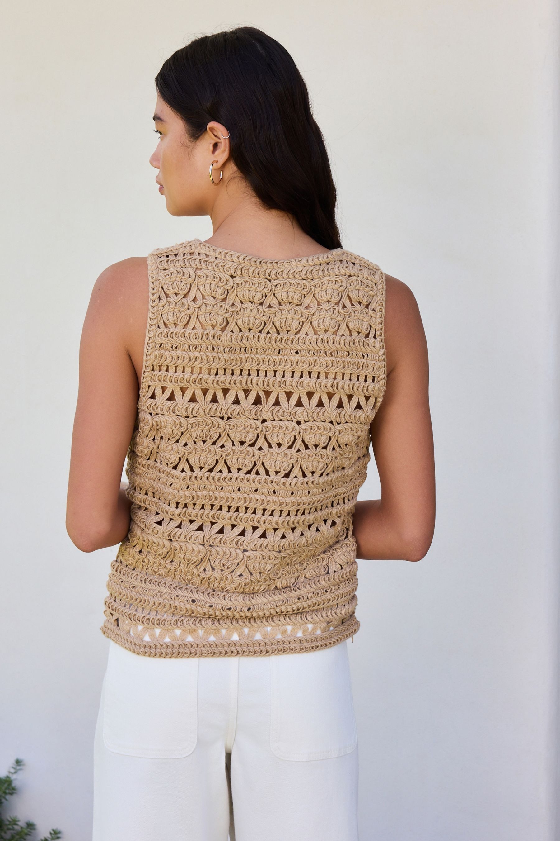 Next Neckholdertop Neckholder-Trägertop mit Häkeldetail (1-tlg)