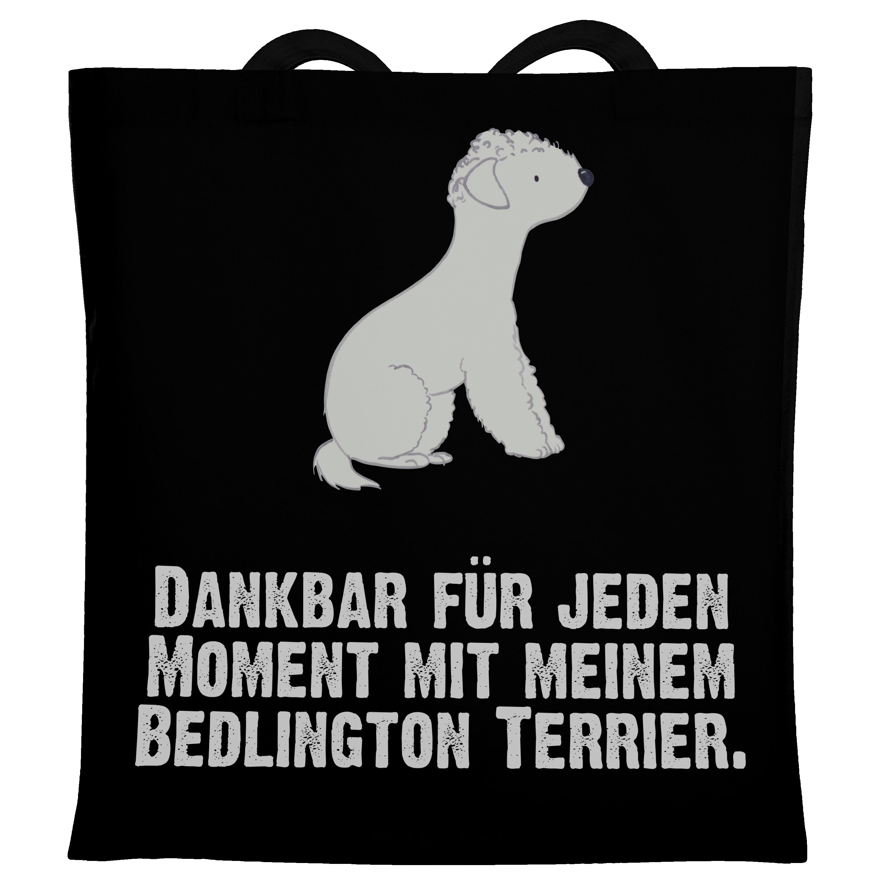Mr. & Mrs. Panda Tragetasche Bedlington Terrier Moment - Schwarz - Geschenk, Hund, Jutebeutel, Beu (1-tlg)