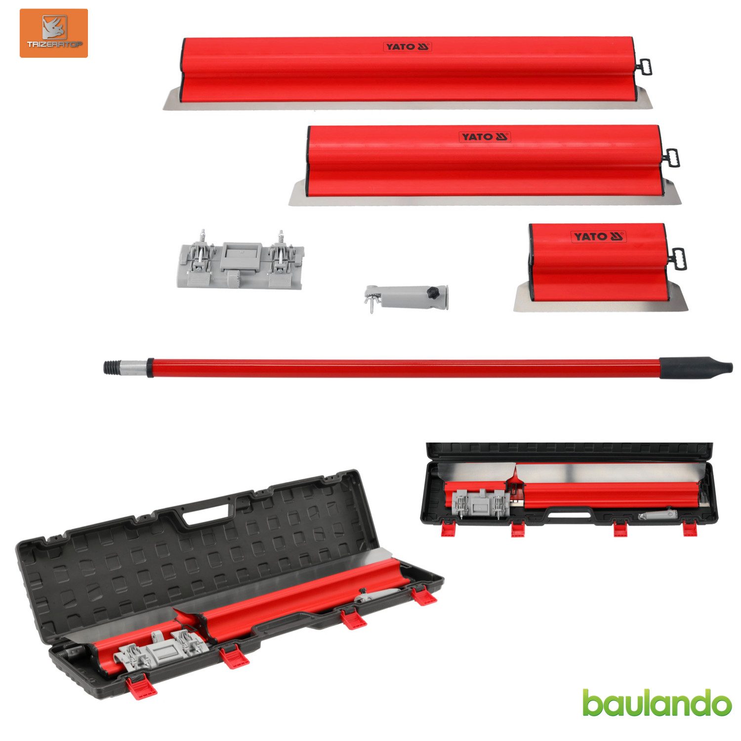 Yato Malerspachtel Flächenspachtel-Set 250, 600, 800 mm mit Teleskopgriff und Koffer (Flächenspachtel-Set 250, 600, 800 mm mit Teleskopgriff und Koffer, 1-St., Flächenspachtel-Set 250, 600, 800 mm mit Teleskopgriff und Koffer) Spachteln
