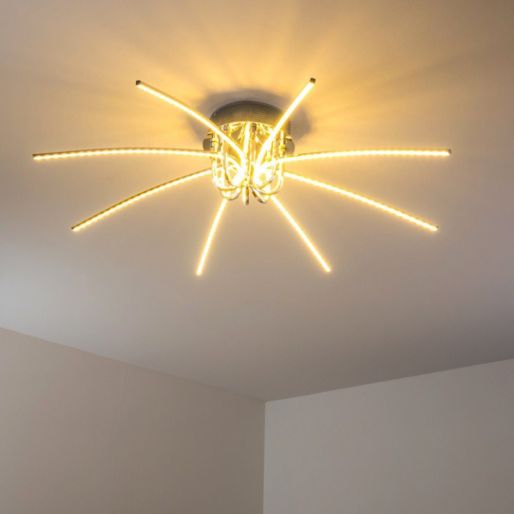 »Chieuti« hofstein geschwungene Sonne Lichtleisten stilisierten Kelvin, Deckenlampe, 3000 Metall, Lumen, 8 chrom, 1900 einer Deckenleuchte
