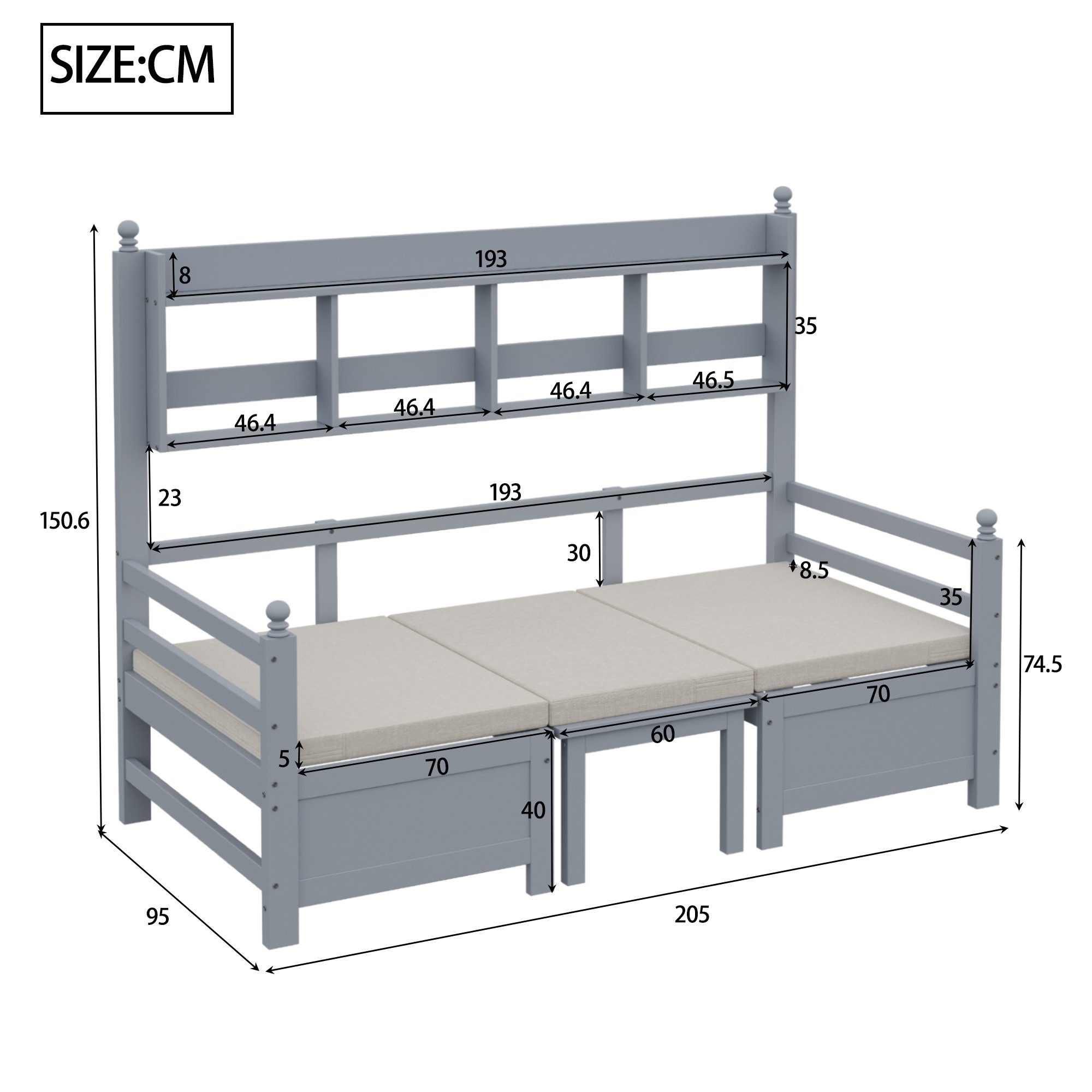 Flieks Kinderbett, Massivholzbett Daybett 90x200cm mit Regal umwandelbar in günstig online kaufen