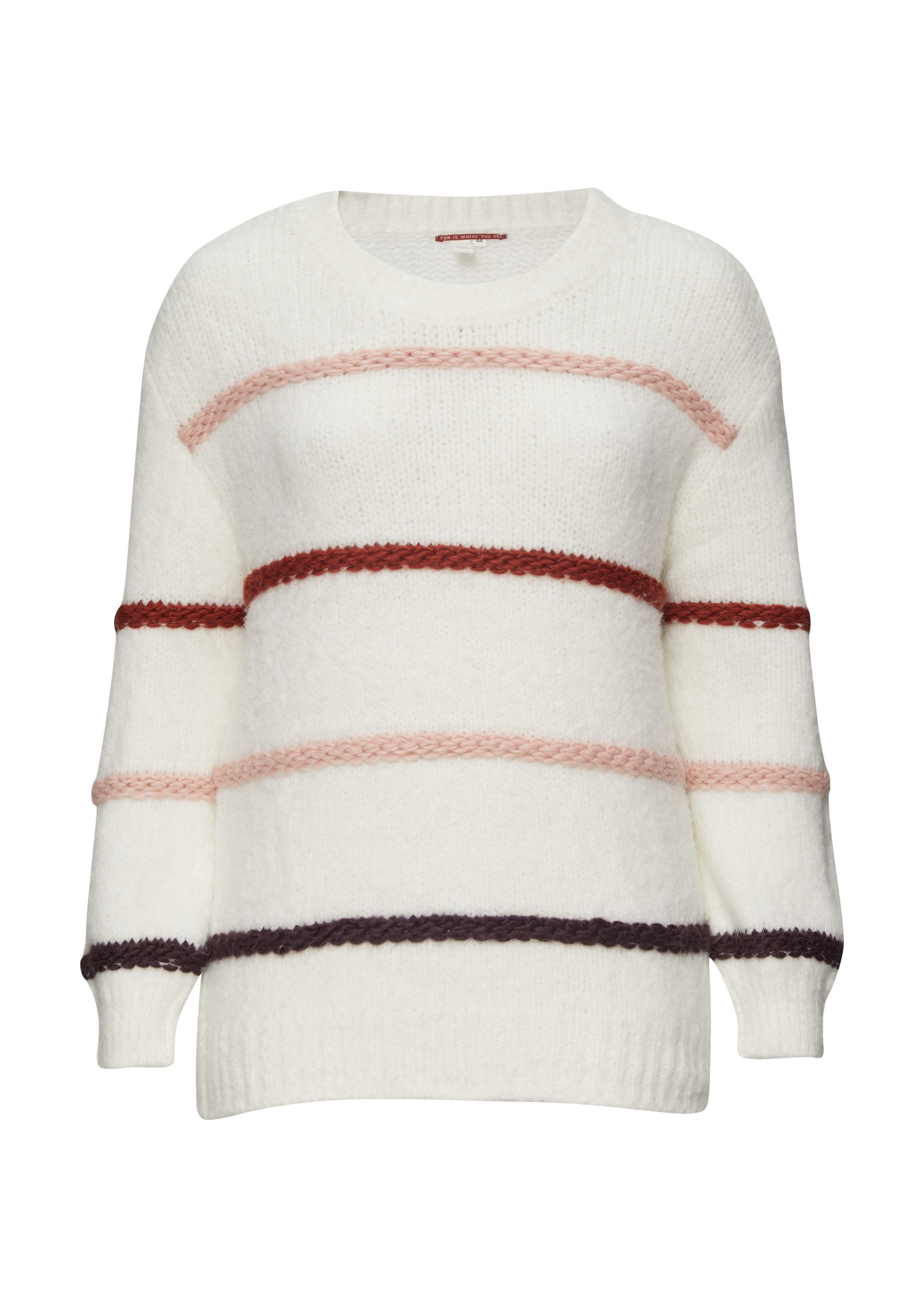 QS Longpullover Strickpullover Flauschiger Pullover mit überschnittenen Schultern