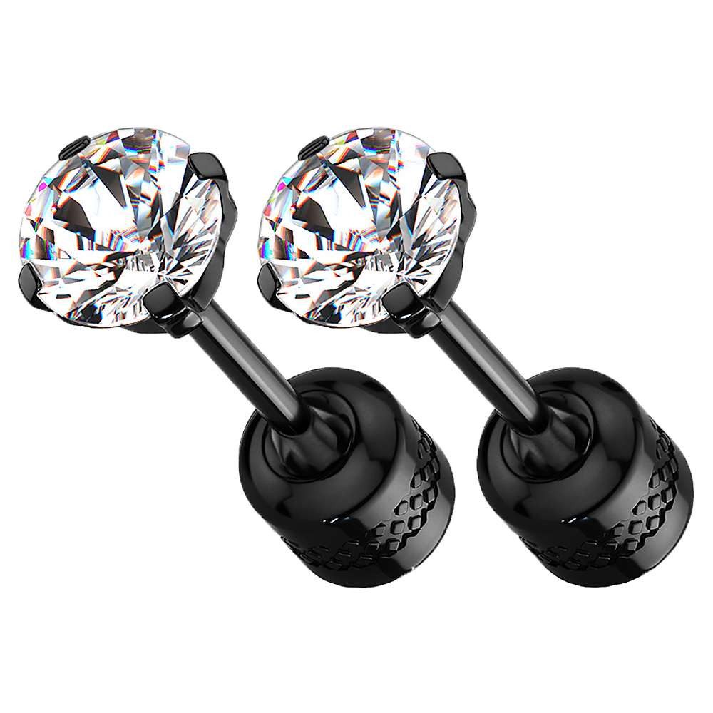 Taffstyle Paar Ohrstecker Gesundheitsstecker Ohrringe Erststecker Chirurgenstahl mit Kristall (Medizinische Ohrringe für empfindliche Ohren mit Zirkonia Kristall)