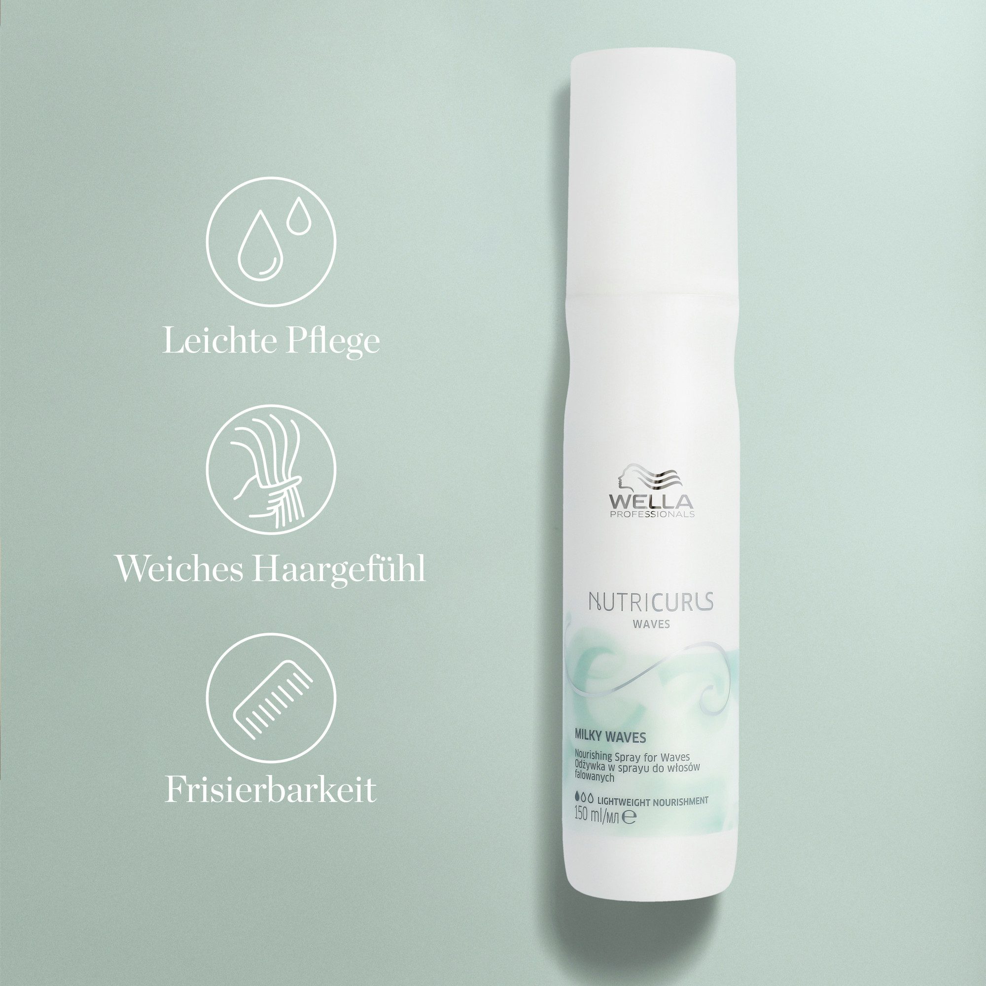 Wella Professionals Haarcreme NutriCurls Milky Waves für welliges Haar, Wellendefinition, Frizz-Kontrolle, Jojobaöl und Weizenkleie-Extrakt