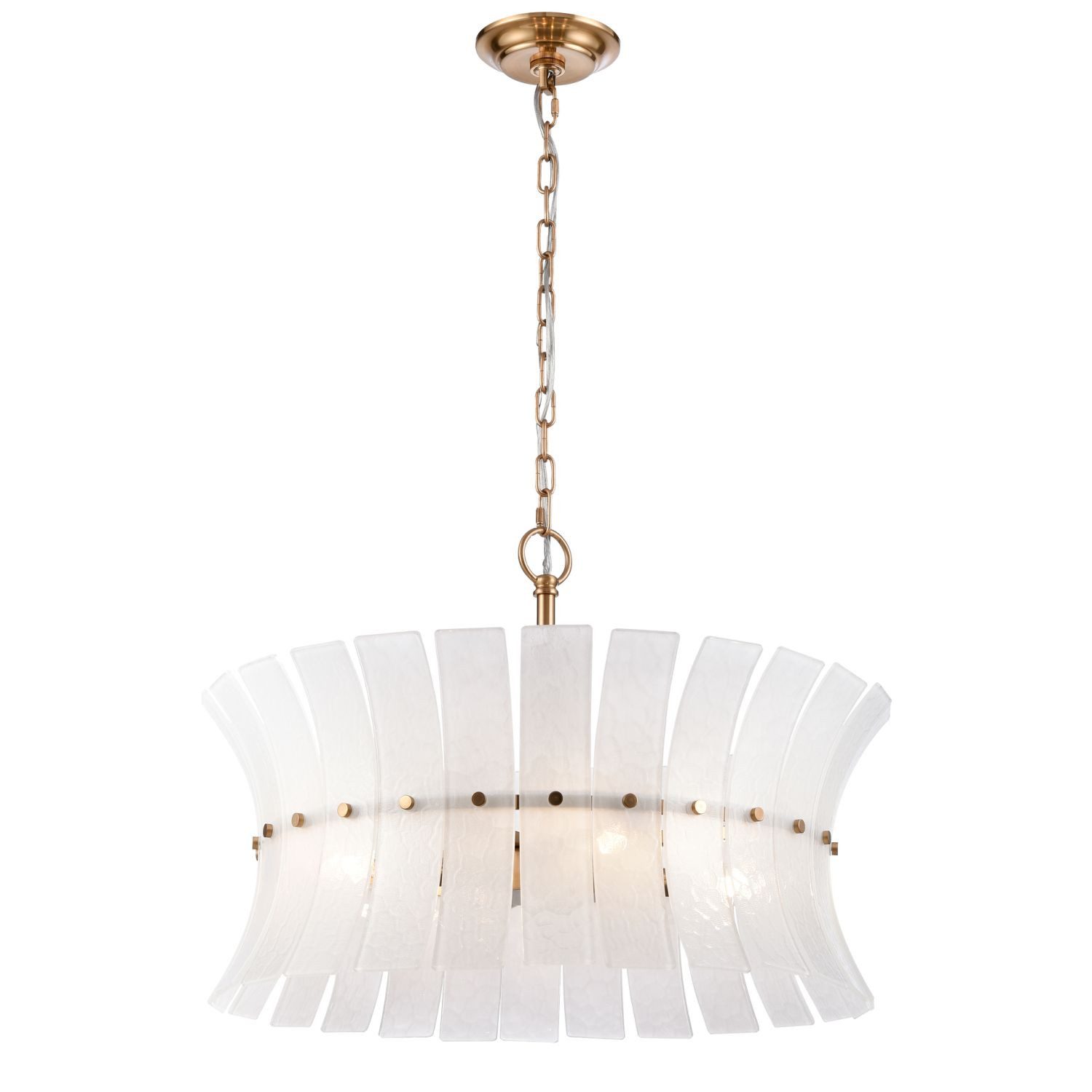 Licht-Erlebnisse Pendelleuchte QUEDRA, ohne Leuchtmittel, rund Ø 56,5 cm Glas Metall H: max. 145,5 cm in Messing Weiß 4x E14