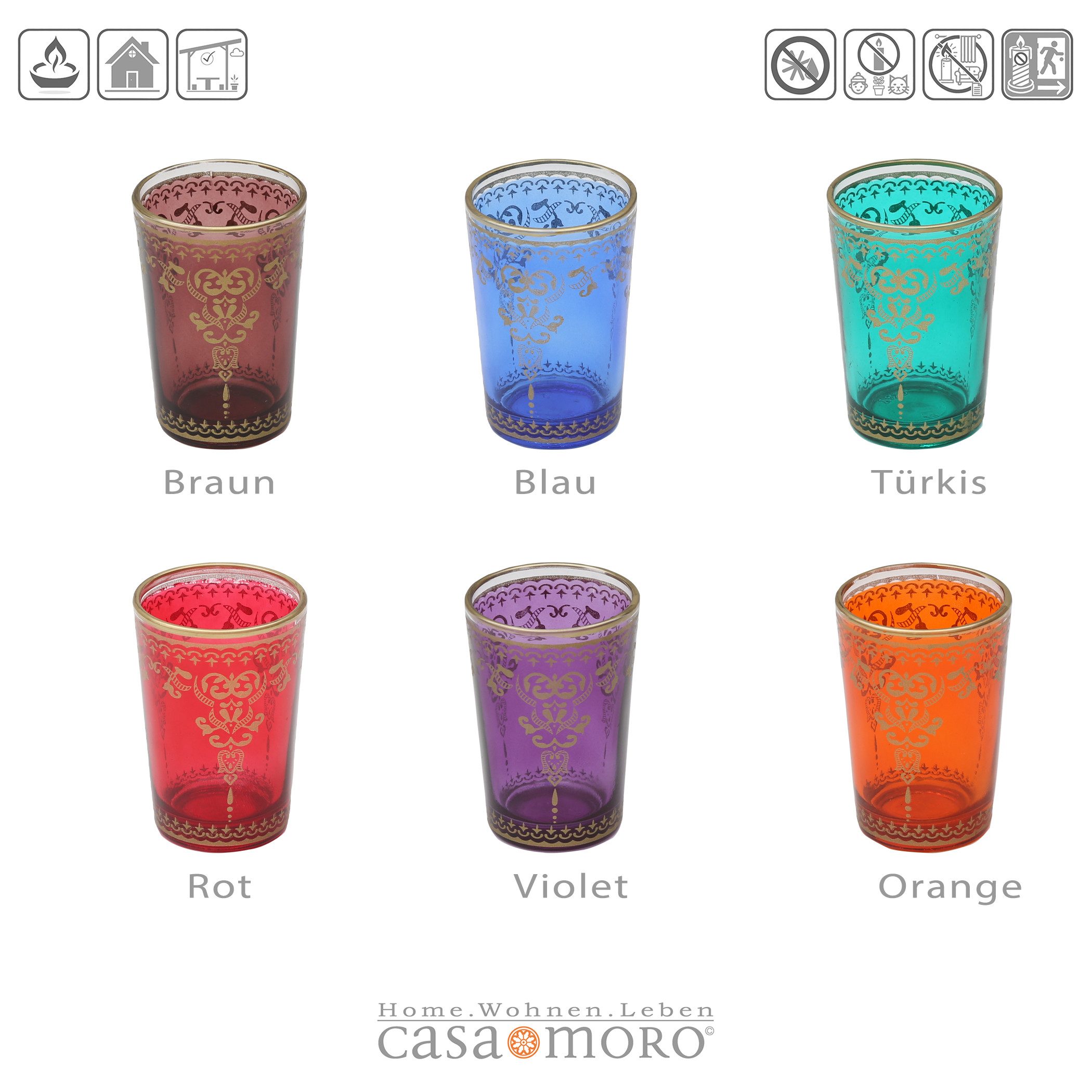 Casa Moro Teelichthalter Teelichtgläser bunt mix 6er Set zum Kerzen gießen günstig online kaufen