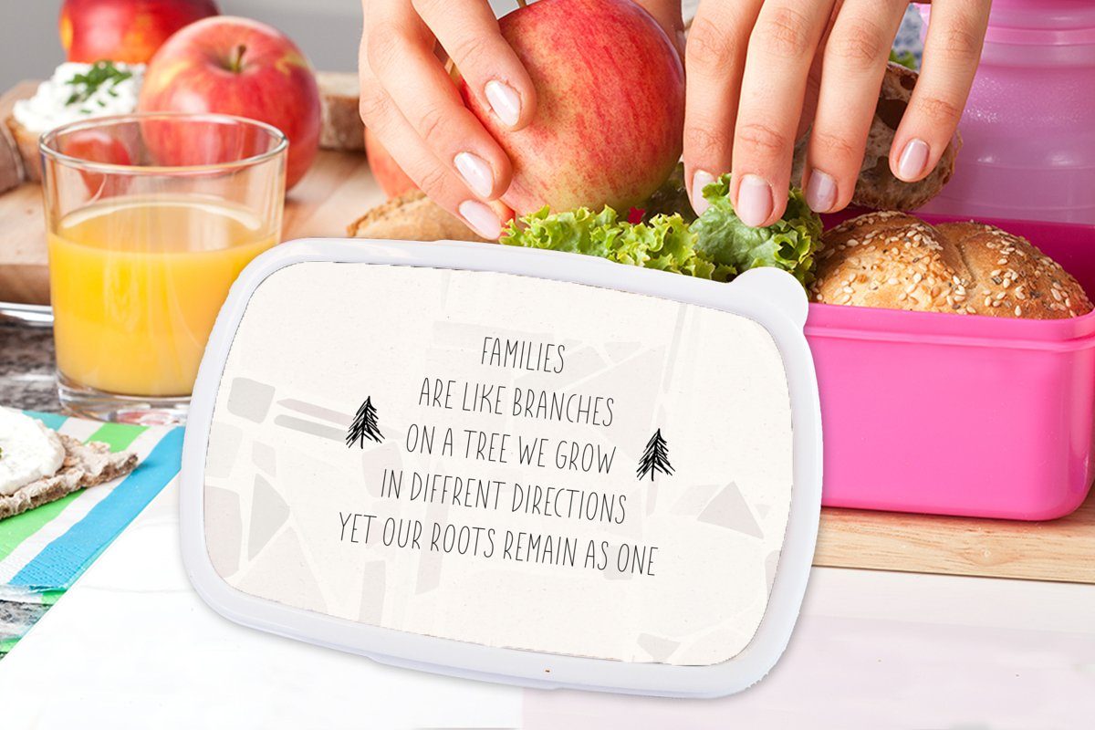 MuchoWow Kunststoff Zitate für - Lunchbox Snackbox, Brotbox (2-tlg), Mädchen, rosa Sprichwörter, Familie - Kunststoff, Kinder, Erwachsene, Brotdose