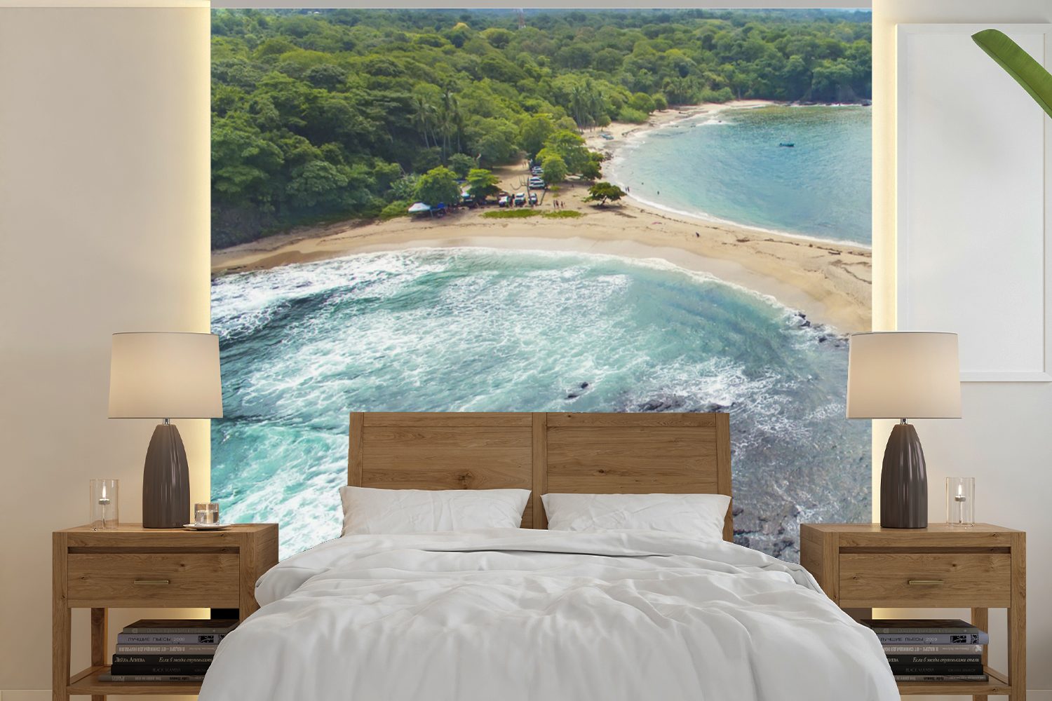 MuchoWow Fototapete Strand in Costa Rica mit Wasser auf zwei Seiten, Matt, bedruckt, (5 St), Vinyl Tapete für Wohnzimmer oder Schlafzimmer, Wandtapete