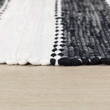 Teppich Traditioneller DURRIE Teppich schwarz-weiss rechteckig diverse Größen, LebensWohnArt, Höhe: 1 mm