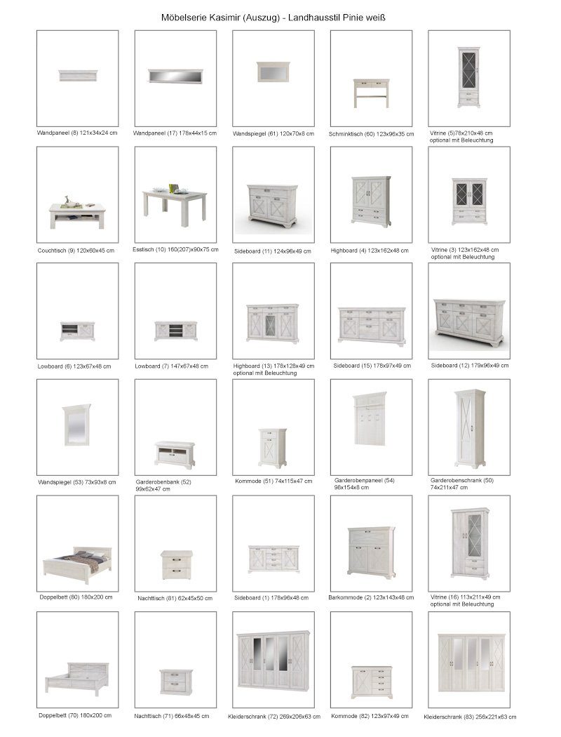 x 120 Couchtisch 45 weiß, Couchtisch, expendio 60 Pinie x 9, cm Kasimir