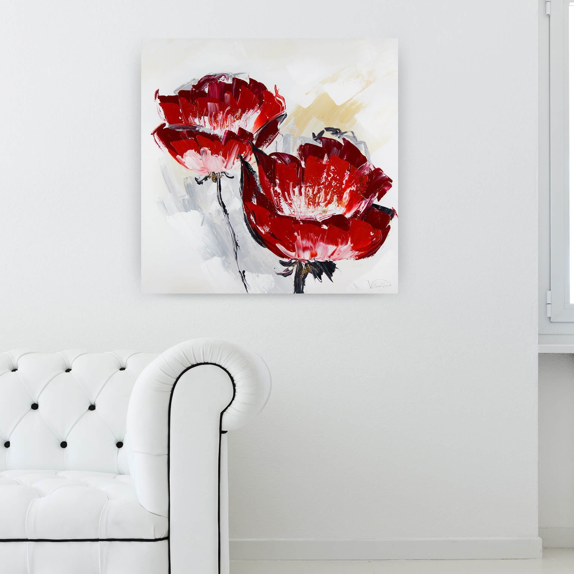 cm, KUNSTLOFT HANDGEMALT 80x80 Gemälde Wandbild Der Duft Leinwandbild der 100% Wohnzimmer Blütenpracht