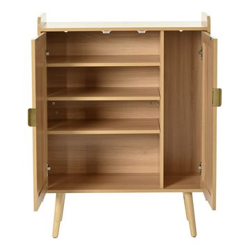 Celya Sideboard Sideboard Kommode mit 2 Türen, Geflochtenem Rattan-Design, B80/T35/H105,5 cm