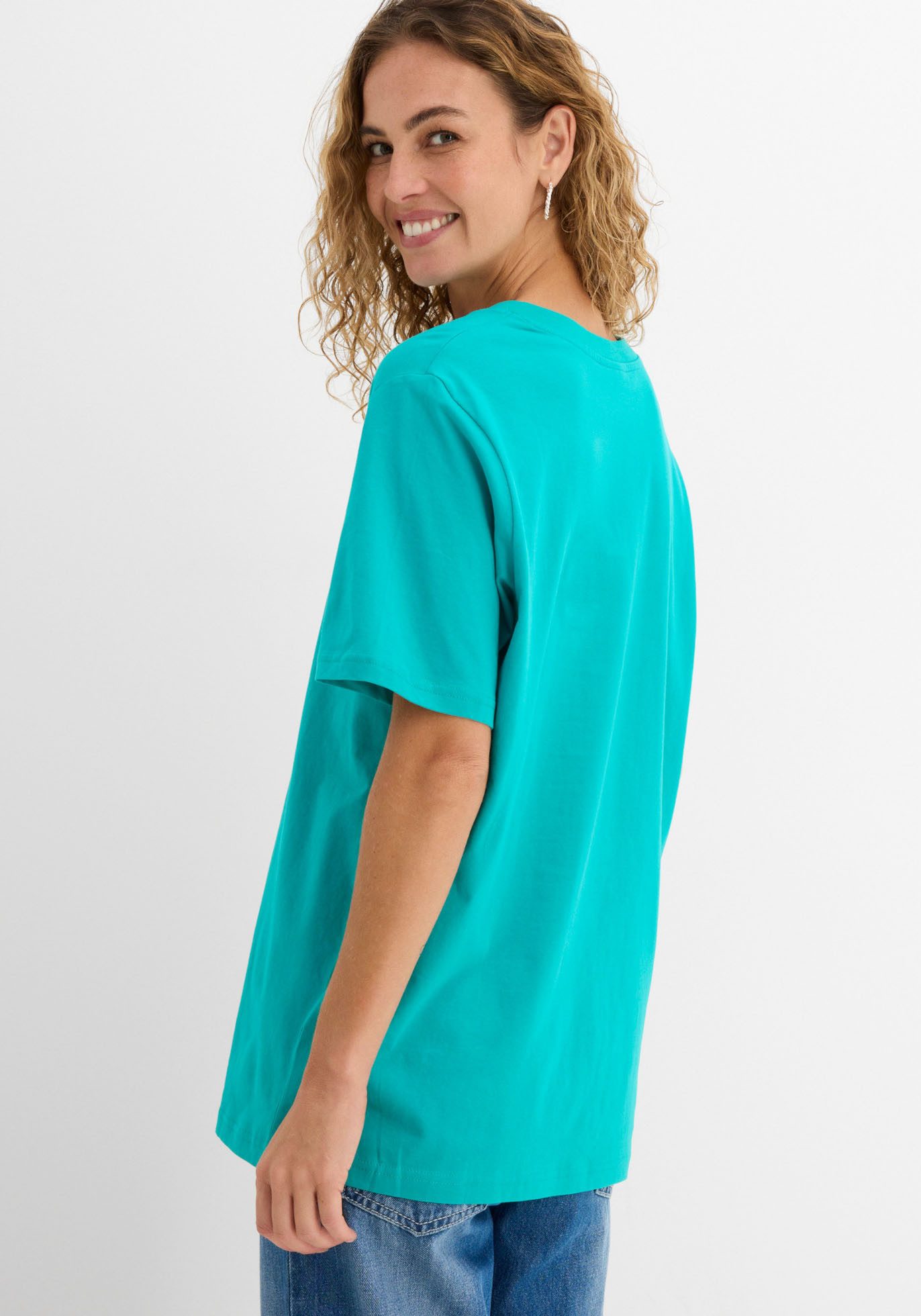 bonprix Longshirt (Packung, 5-tlg) lockere Passform, Kurzarm, mit V-Ausschnitt, unifarben