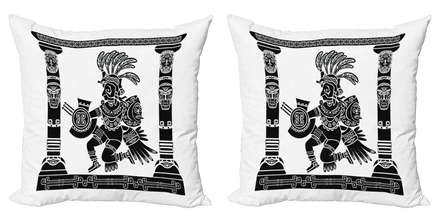 Abakuhaus Doppelseitiger Modern (2 Stück), monchrome Accent aztekisch Man Digitaldruck, Kissenbezüge