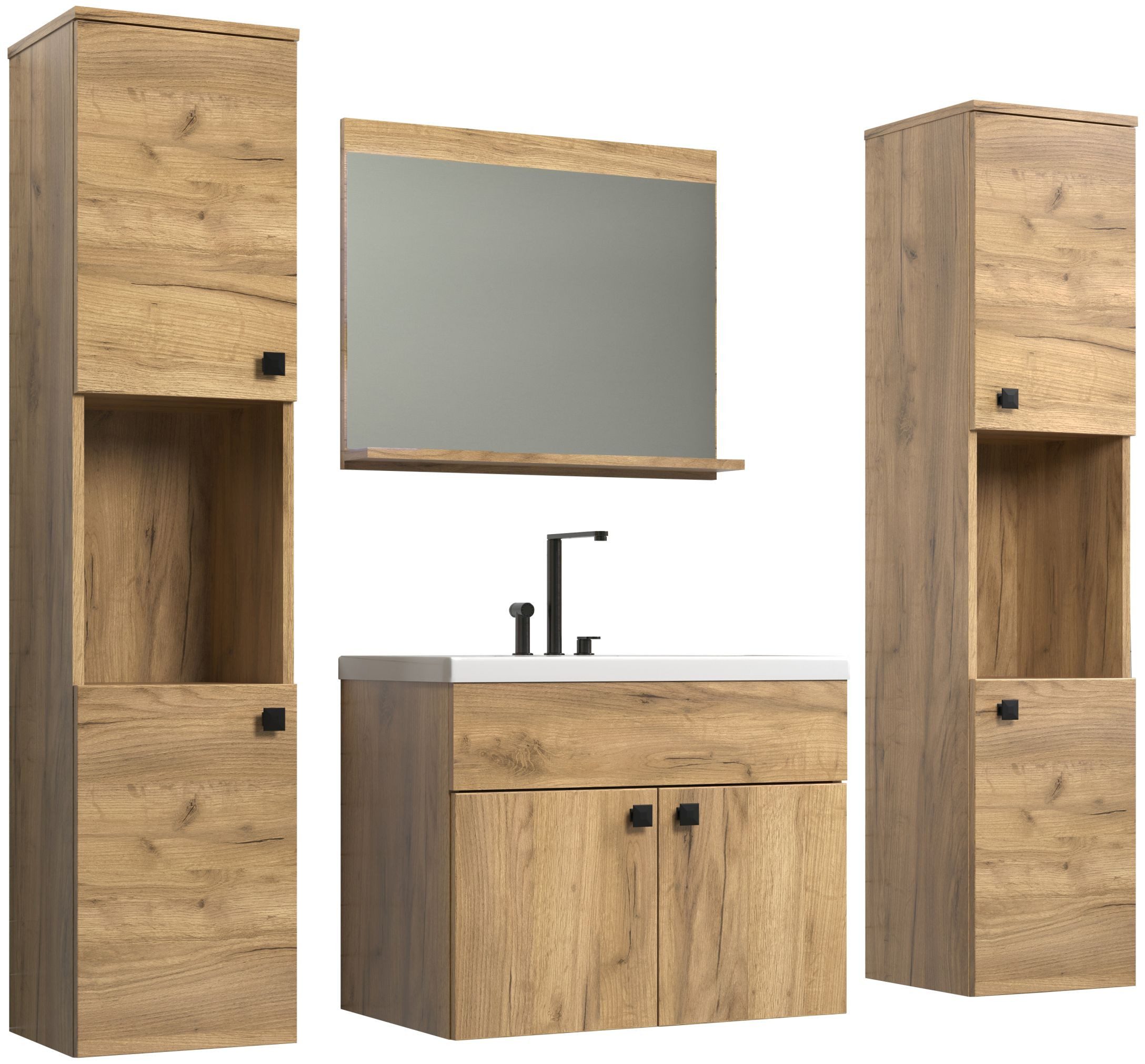 trendteam Badmöbel-Set, (Badmöbel), Badschränke Unterschrank inkl. Einsatzwaschbecken
