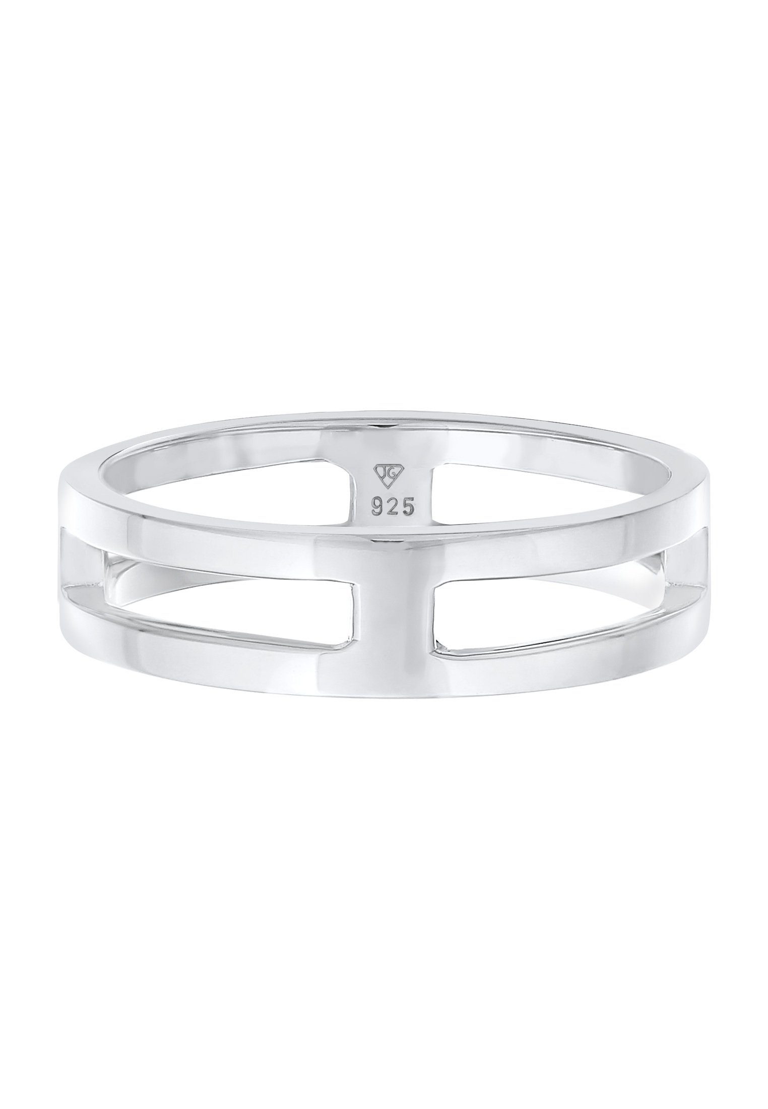 Kuzzoi Silberring Herren Bandring Steg Massiv 925 Silber, Markanter Ring im  kantigen Design für Männer