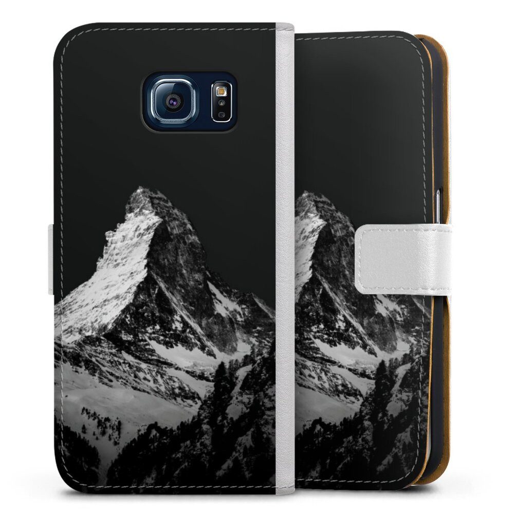 DeinDesign Handyhülle Berg Schnee Alpspitze Snow Capped Mountains Grayscale, Samsung Galaxy S6 Hülle Handy Flip Case Wallet Cover Handytasche Leder