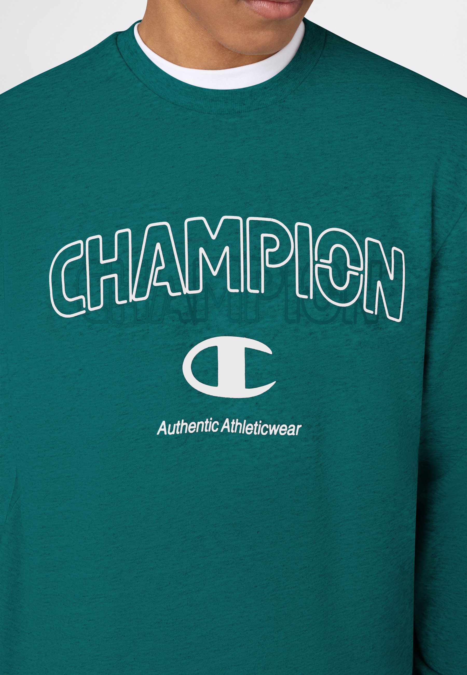 Champion Sweatshirt Graphic Terry Crewneck Sweatshirt mit Rundhalsausschnitt, ohne Verschluss, aus Baumwolle und Polyester