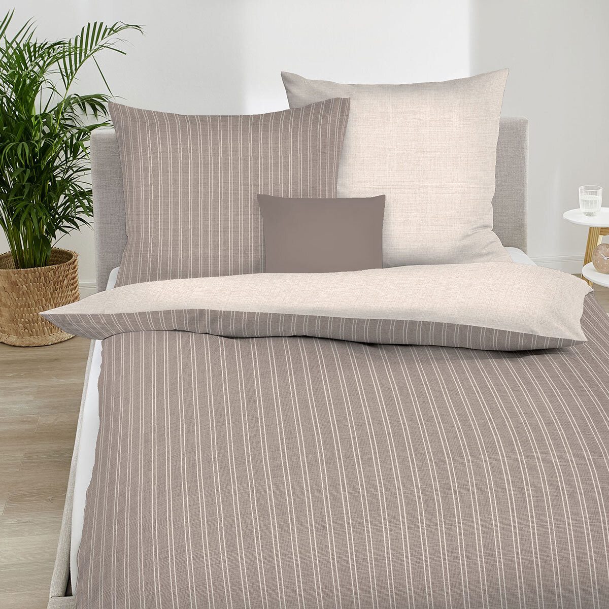 TRAUMSCHLAF Bettwäsche Combo cappuccino, Biber, 3 günstig online kaufen