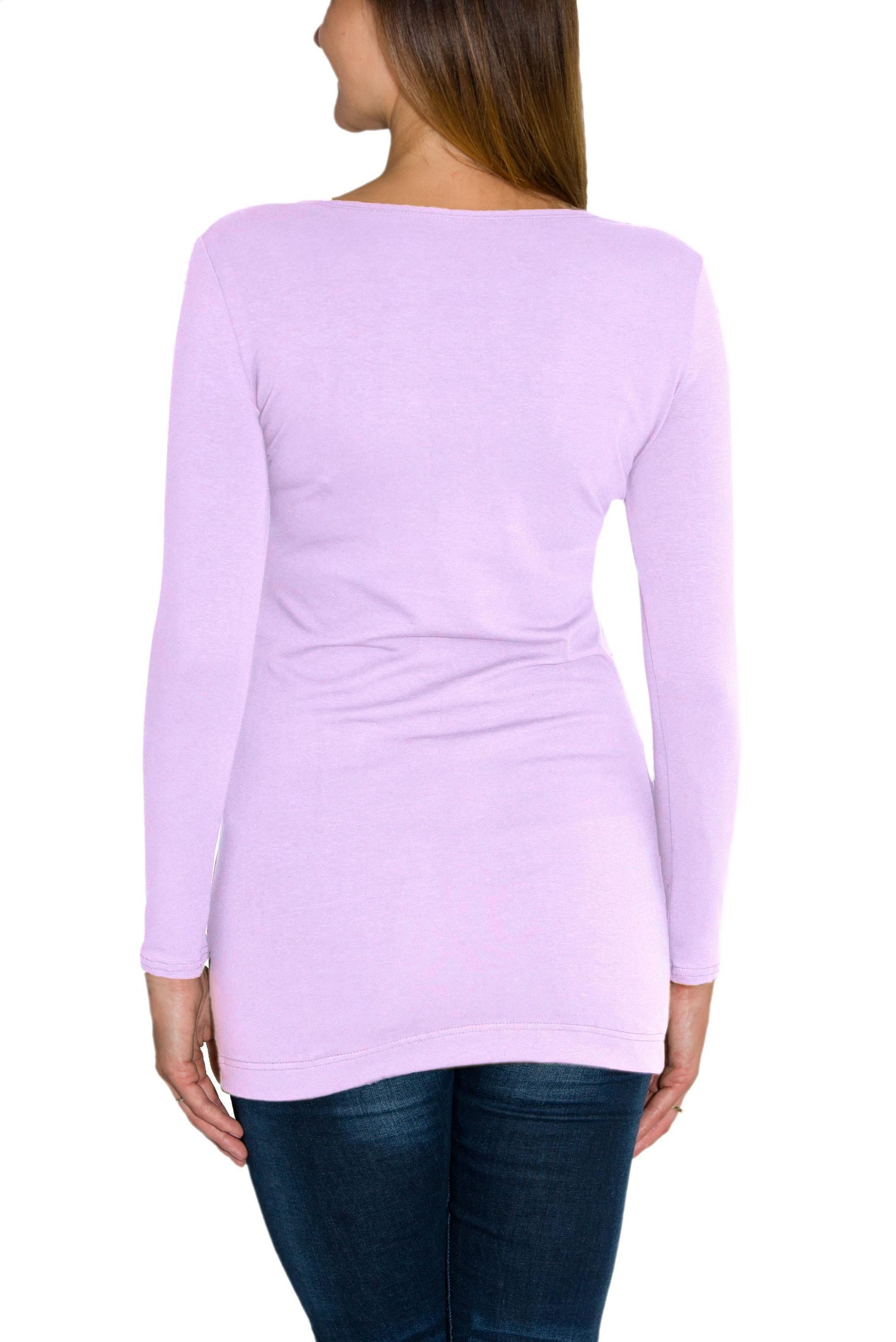 Alkato Langarmshirt Alkato Damen Langarm Longshirt Langarmshirt Tunika Basic Shirt