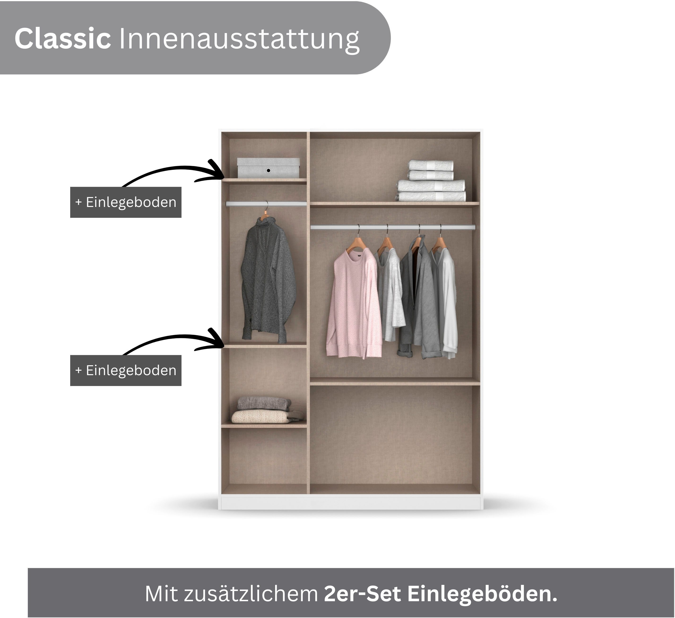rauch Drehtürenschrank Kleiderschrank Schrank Garderobe COSTA in den Breiten 91/136/181 cm (in 3 Ausstattungen BASIC/CLASSIC/PREMIUM) viel Platz, grifflose Fron – Bild 3 von 5