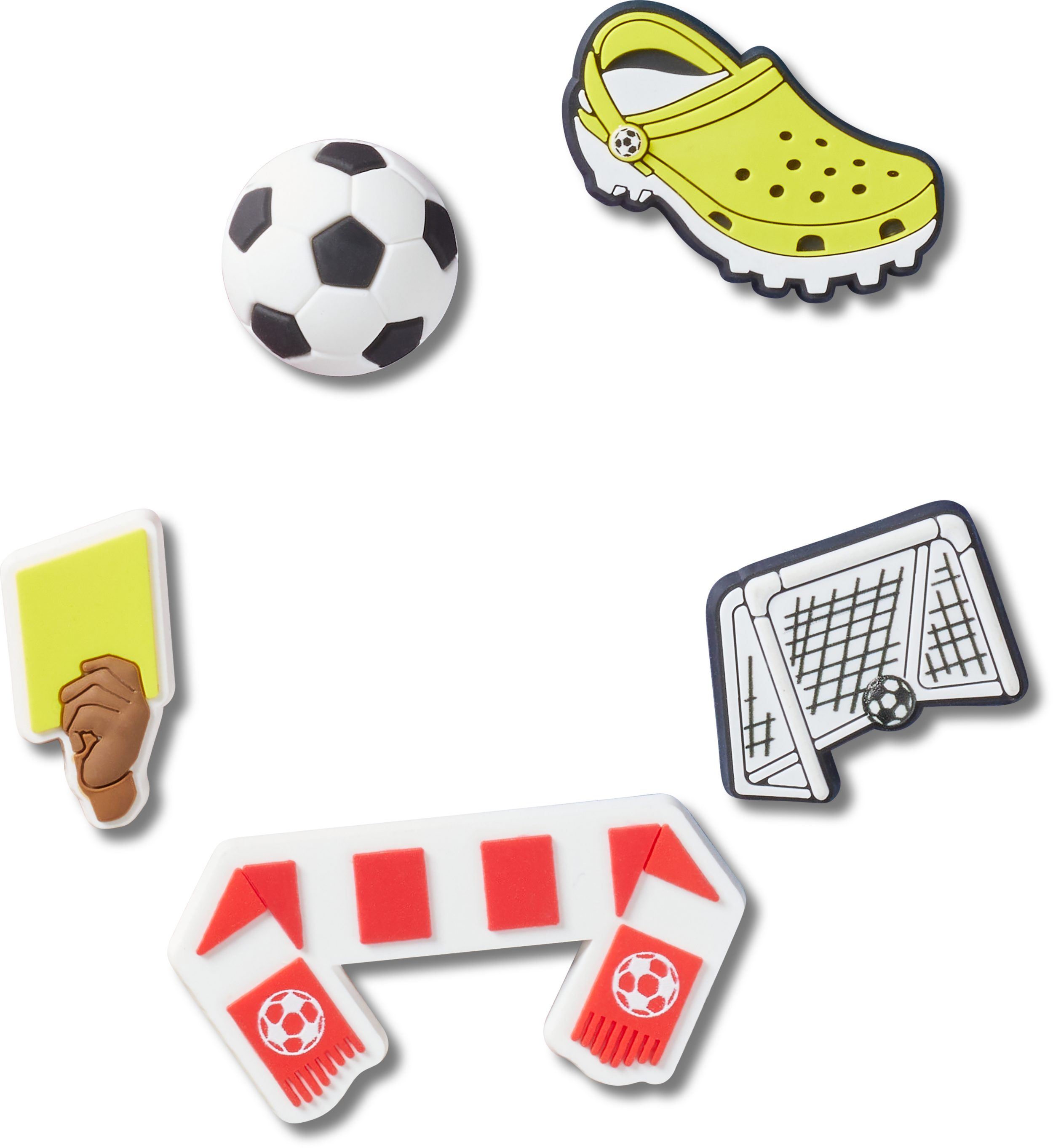 Crocs Schuhanstecker Jibbitz "Soccer Team" (Set, 5-tlg., Kein Spielzeug. Nicht für Kinder unter 3 Jahren geeignet), mit coolen Fußball Motiven