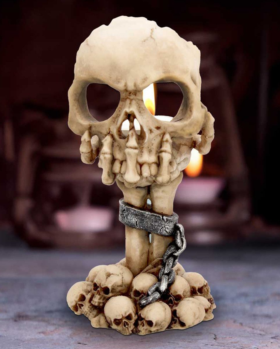 Horror-Shop Dekofigur Deliberation Totenkopf Teelichthalter 15,5cm, Hal