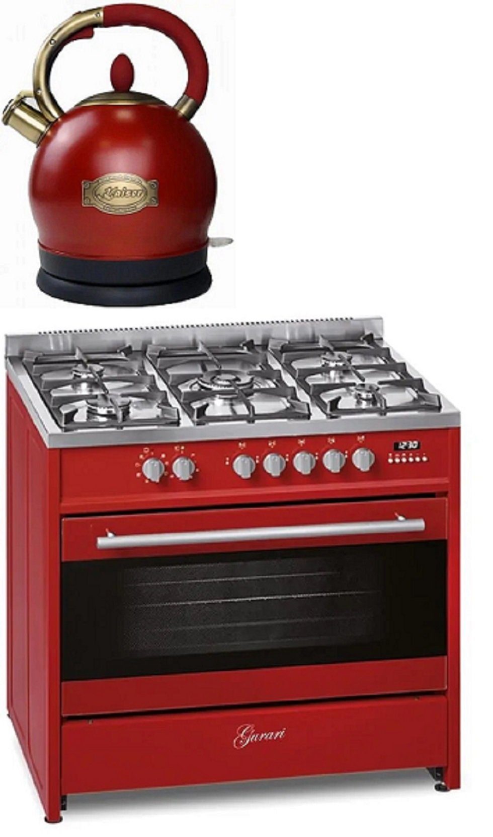 GURARI Gas-Standherd GCH E 911 R+WK 2000 RotEm, Gas Elektro Standherd 90 cm/ 21L+Exklusiver Retro Елктрочайники