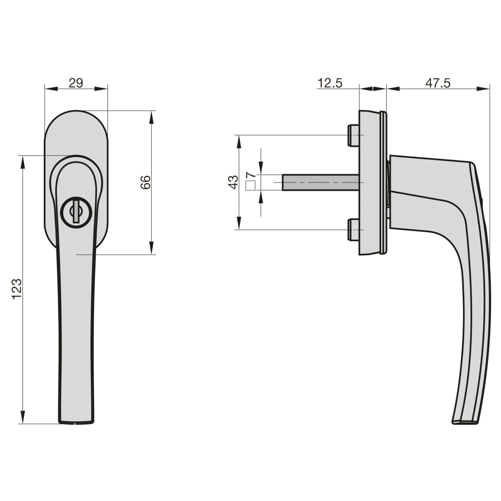 BASI Fenstergriff mit Druckknopfsicherung, 4x Fenstergriff - Weiß, (Spar-Set, 4-tlg), Aluminium, abschließbar, GL, inkl. 2 Schlüssel/Griff, 4er Set, Weiß – Bild 4 von 4