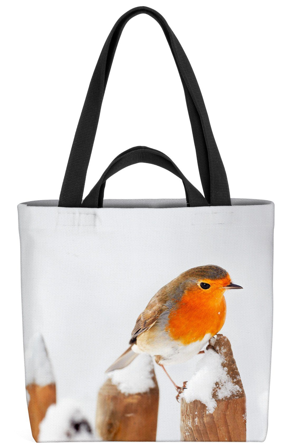 VOID Henkeltasche (1-tlg), Rotkehlchen Vogel Schnee Rotkehlchen Vogel Schnee Winter Natur Tier V