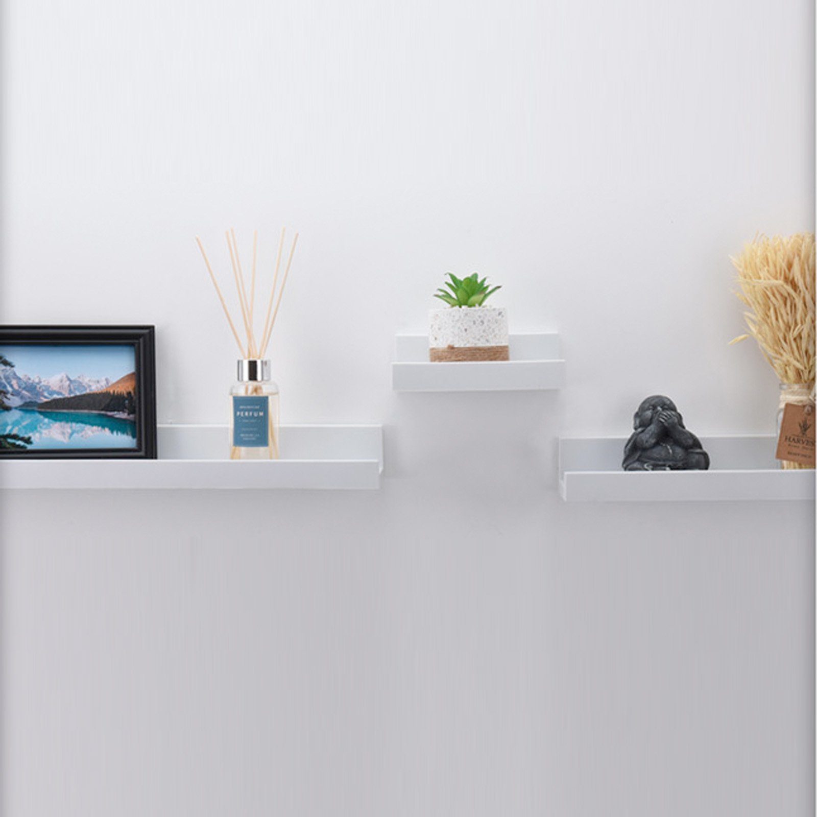 HAC24 Wandregal Schweberegal Ablage Hängeregal Wandboard Freischwebend Regalbrett, Set 3-tlg., Kunststoff