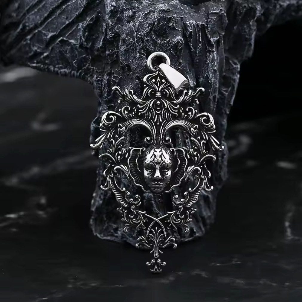 Dark-Desires Statementkette Gothic Barock Harlekin Skull Anhänger Halskette – Edelstahl