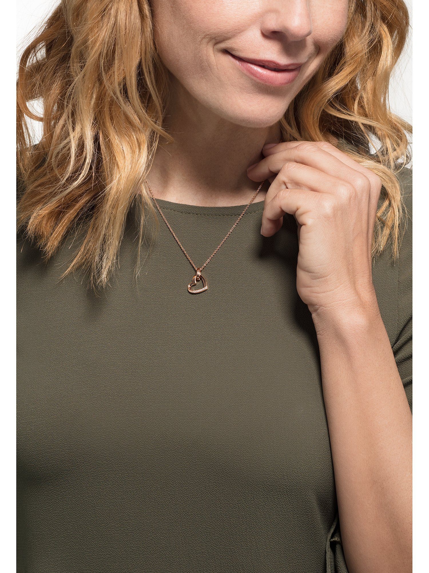 JETTE Silberkette JETTE Damen-Kette 8 Zirkonia Herz, TWISTED HEART
