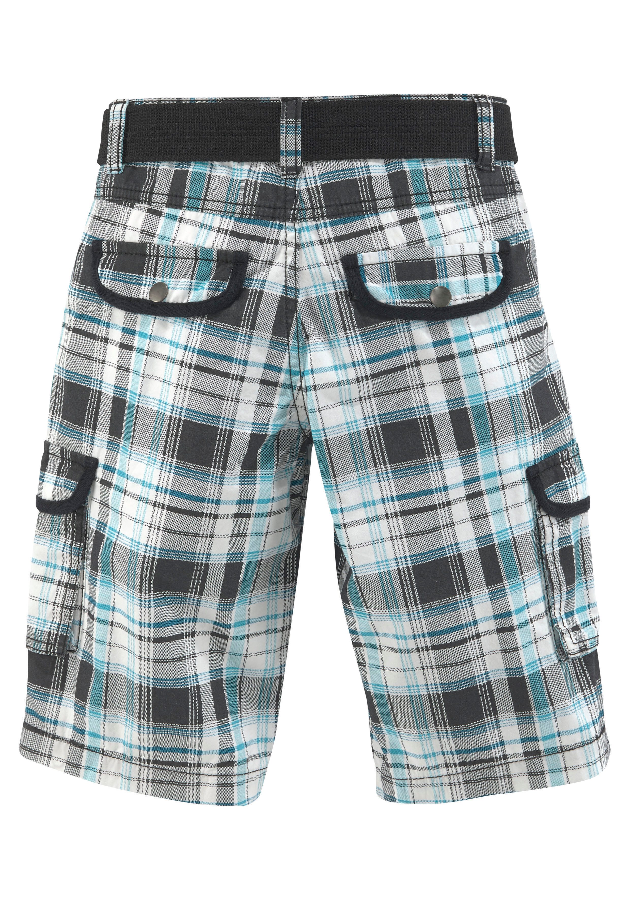 KIDSWORLD Shorts 2tlg. Bermudas mit Gürtel, Karierte Cargo-Bermudas (Set, 2-tlg., mit Gürtel) mit Textilgürtel