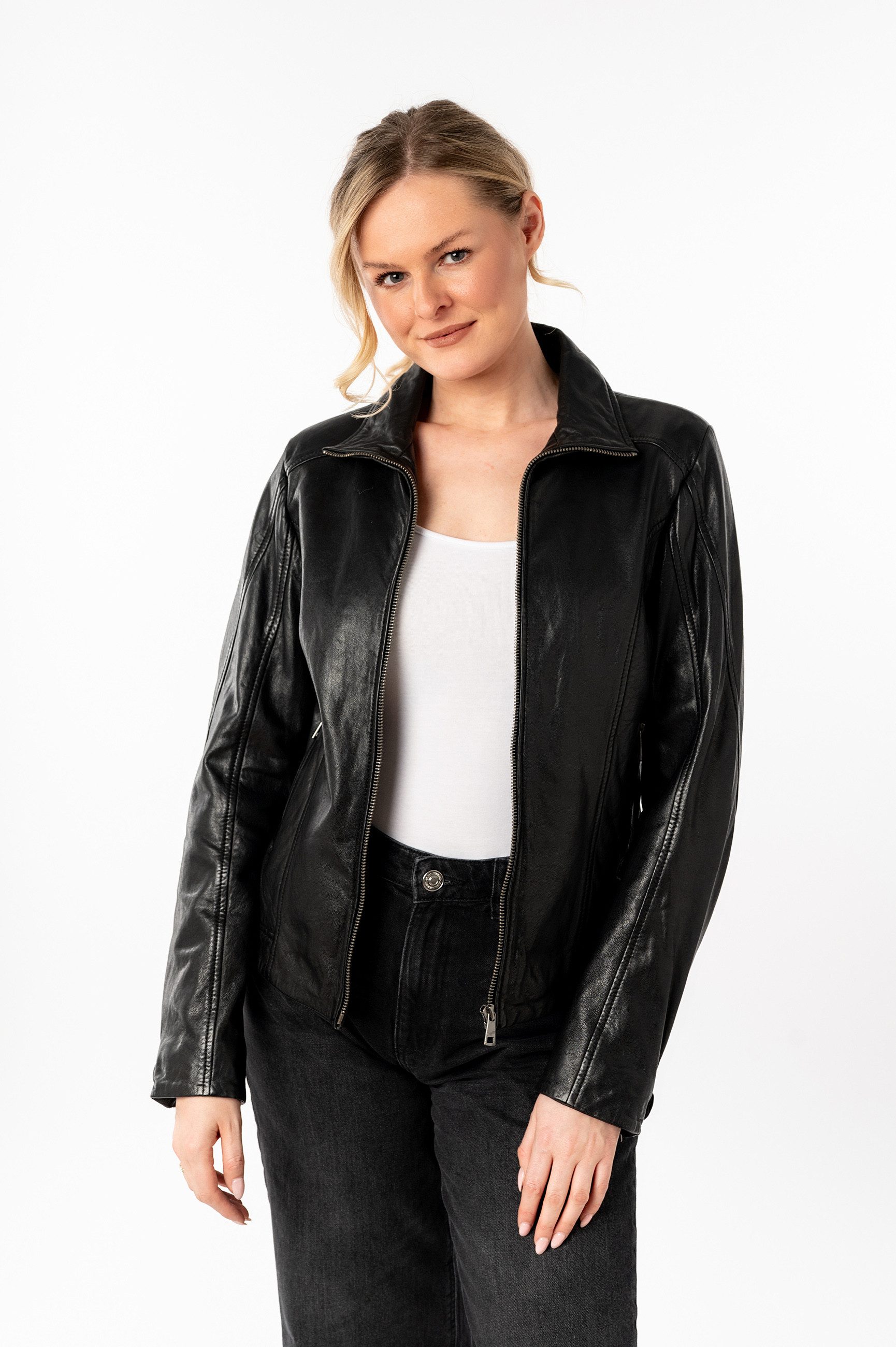 Mauritius Lederjacke MWJolah mit Umlegekragen, gesteppte Rückenpartie