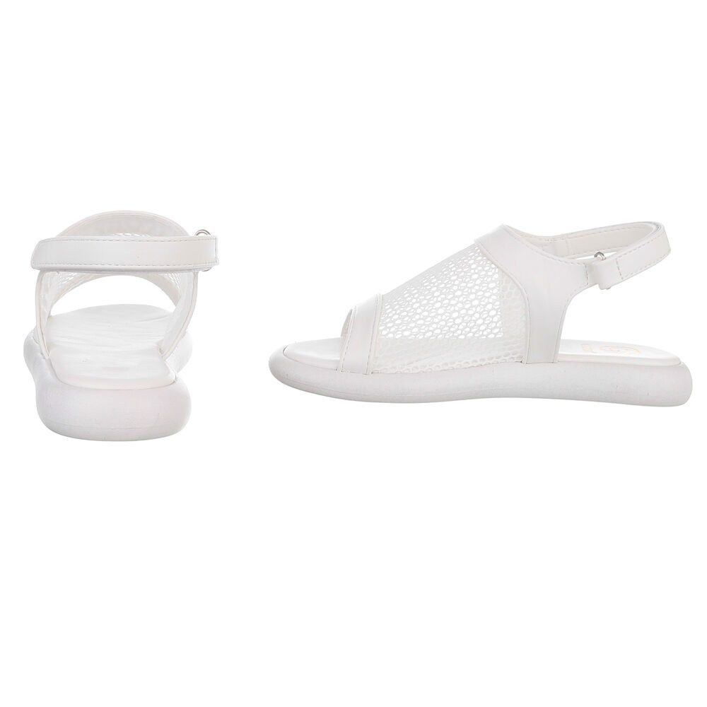 Ital-Design Modische Damen Sandalen mit Mesh-Oberfläche für den Sommer Riemchensandalette (89852440) Flach Riemchensandalen in Weiß