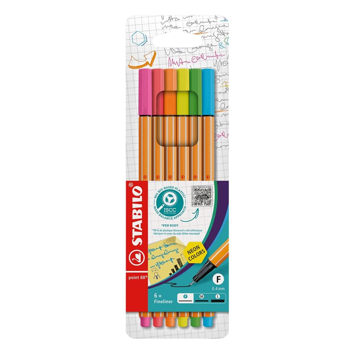 STABILO Fineliner point 88® neon, (6-tlg), in leuchtender Neonfarben