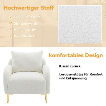 Gotagee Loungesessel Modern Schlichter Teddy-Samtsessel Freizeitsessel mit Kissenkissen, mit Kissenkissen