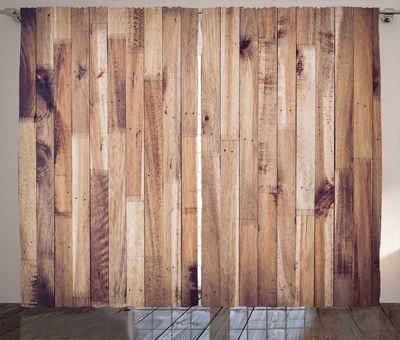 Gardine Schlafzimmer Kräuselband Vorhang mit Schlaufen und Haken, Abakuhaus, rustikales Holz Im Alter von Planks Muster