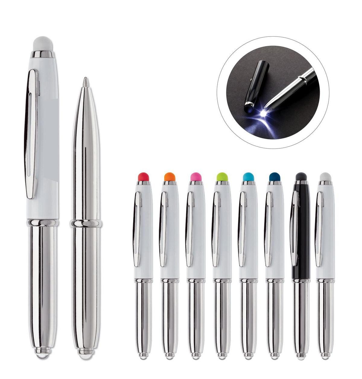 TOPPOINT Kugelschreiber 8x Touchpen Kugelschreiber / mit LED Licht / 8 verschiedene Stylusfarb
