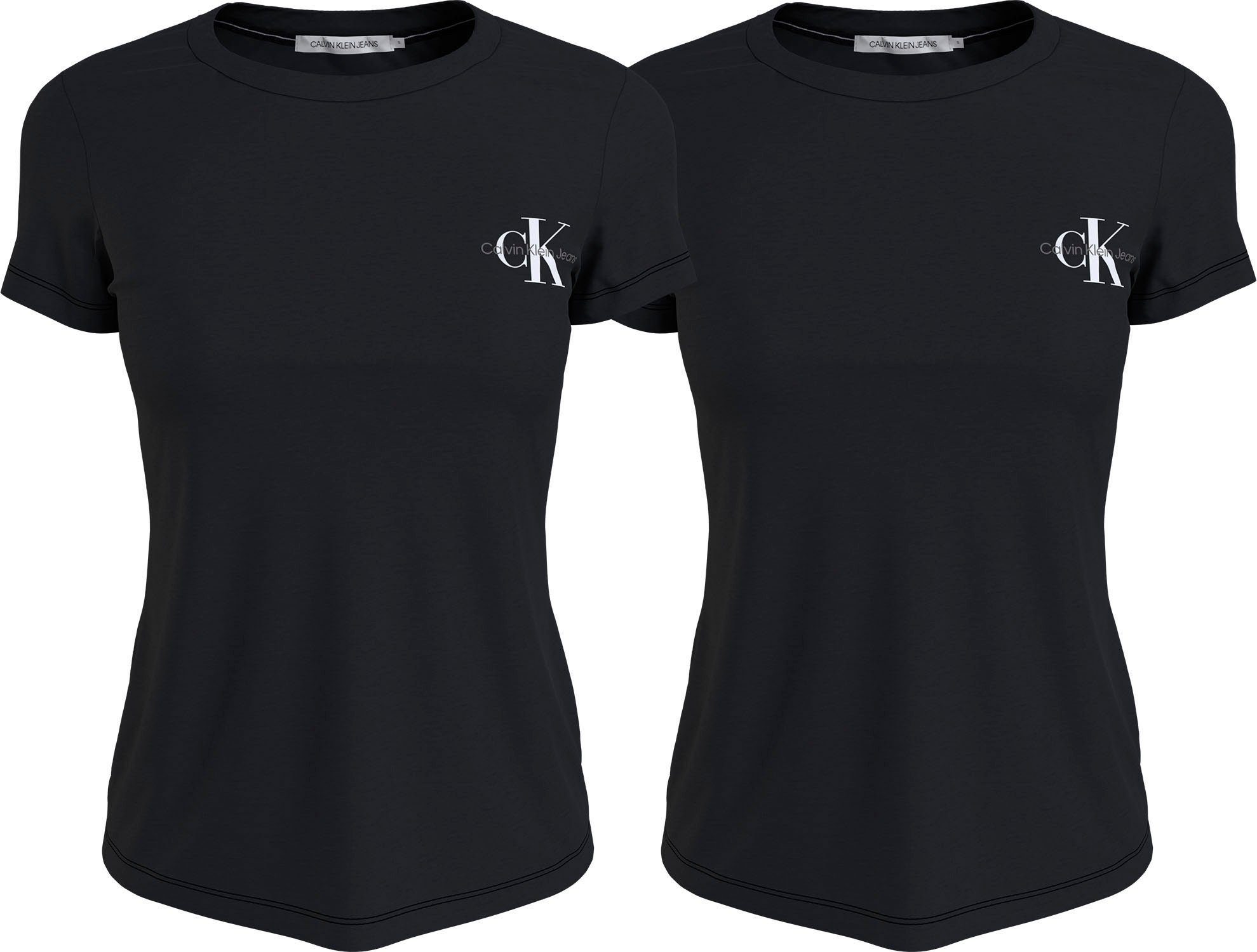 Calvin Klein Jeans Rundhalsshirt 2-PACK MONOLOGO SLIM TEE (Packung, 2-tlg., 2er-Pack) mit Calvin Klein Jeans Logoprint auf der Brust Ck Black / Ck Black | T-Shirts