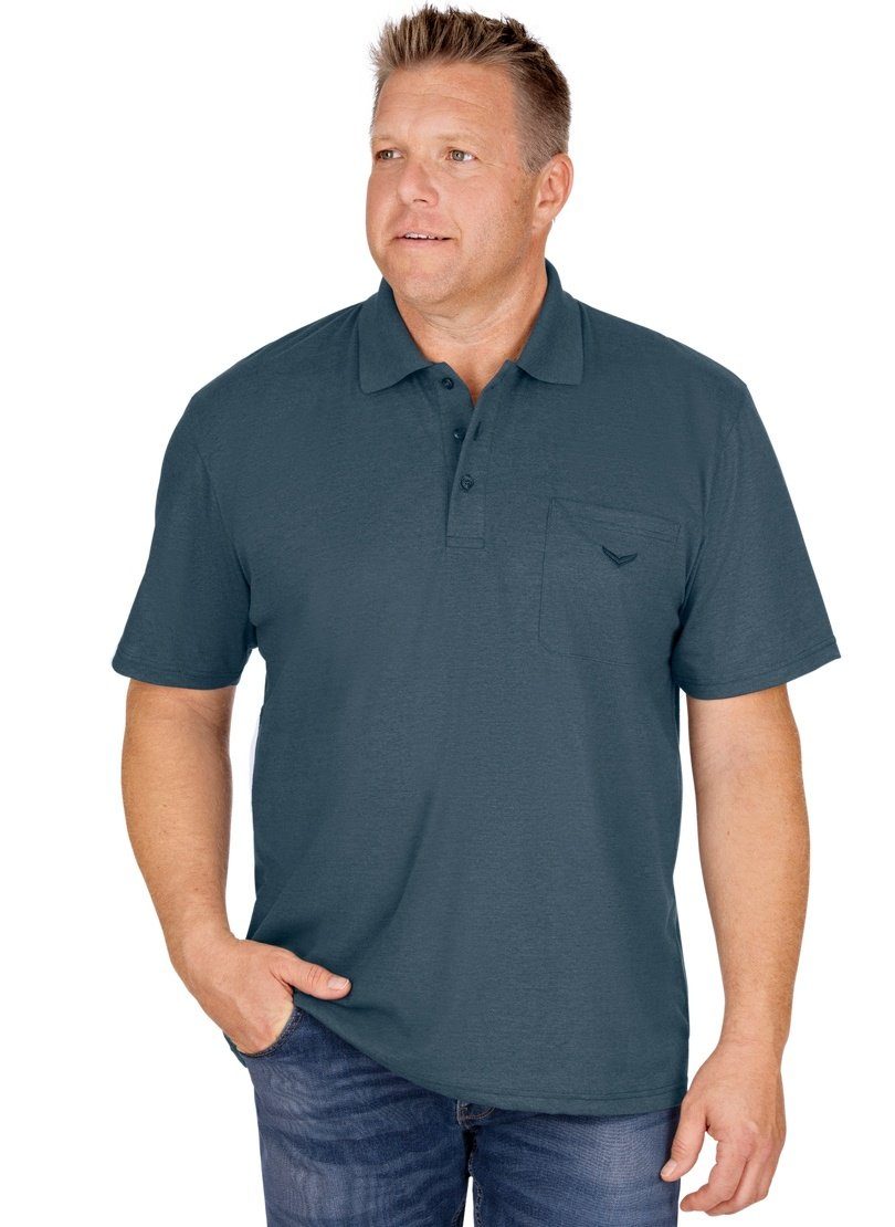Single-Jersey Poloshirt Poloshirt Trigema jeans-melange TRIGEMA aus