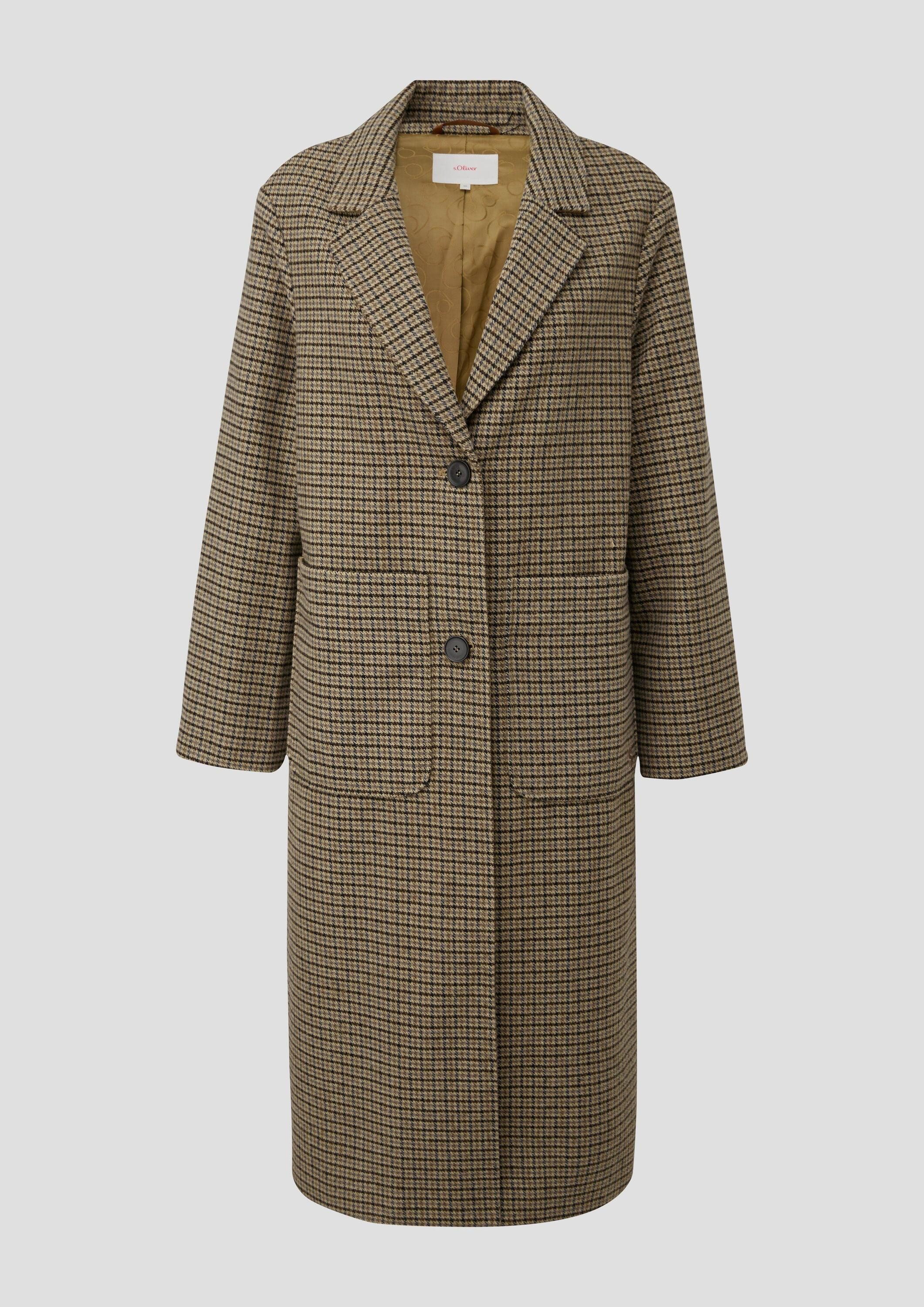 s.Oliver Funktionsmantel Outdoor-Mantel Karierter Mantel mit Wollanteil