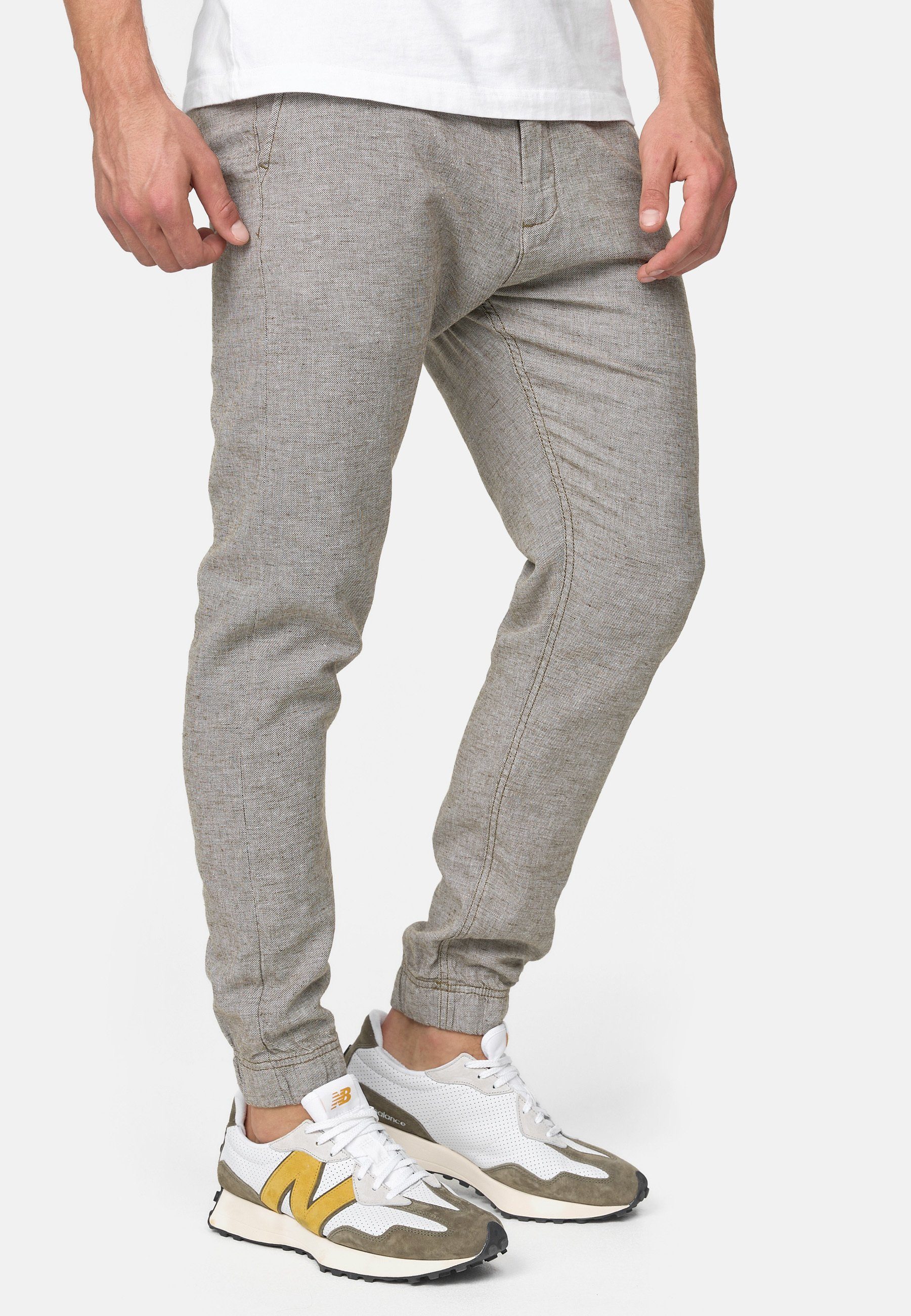 Indicode Leinenhose Herren Blnda Sommerhose Leinen Herrenhose samt dekorativem Gürtel aus Kordeln